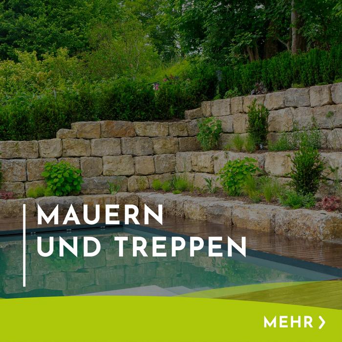 Menükachel mit Hinweis und Verlinkung zu Mauern und Treppen