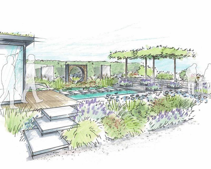 gezeichnete Pläne vom Schaugarten auf der Landesgartenschau 2024