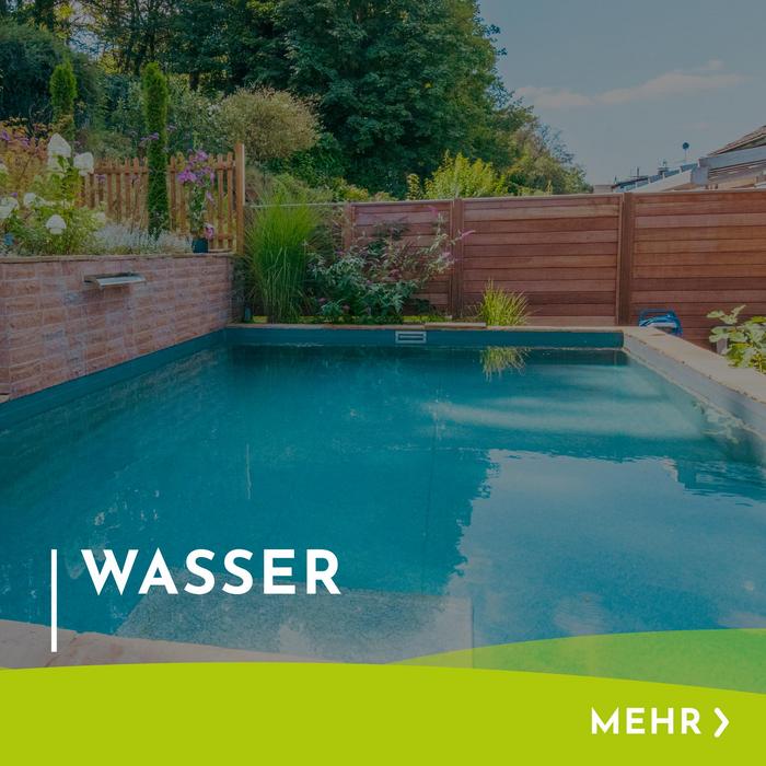 Menükachel mit Hinweis und Verlinkung zu Wasser im Garten