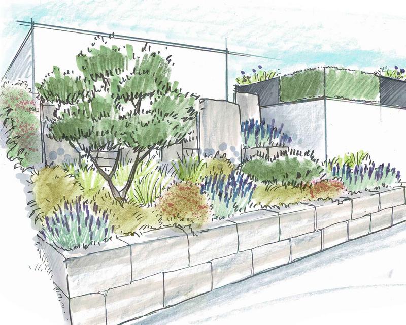gezeichnete Pläne eines Kundenprojekts von Schmids Garten